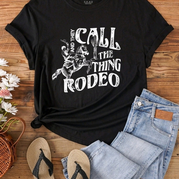 Tops | Black And White And They Call The Thing Rodeo Tee | Poshmark
